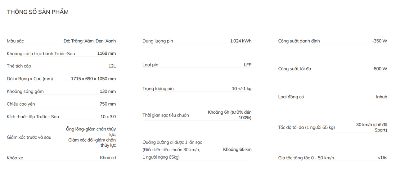 Thông số kỹ thuật